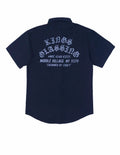 Black Letter Button Down Work Shirt -  Black