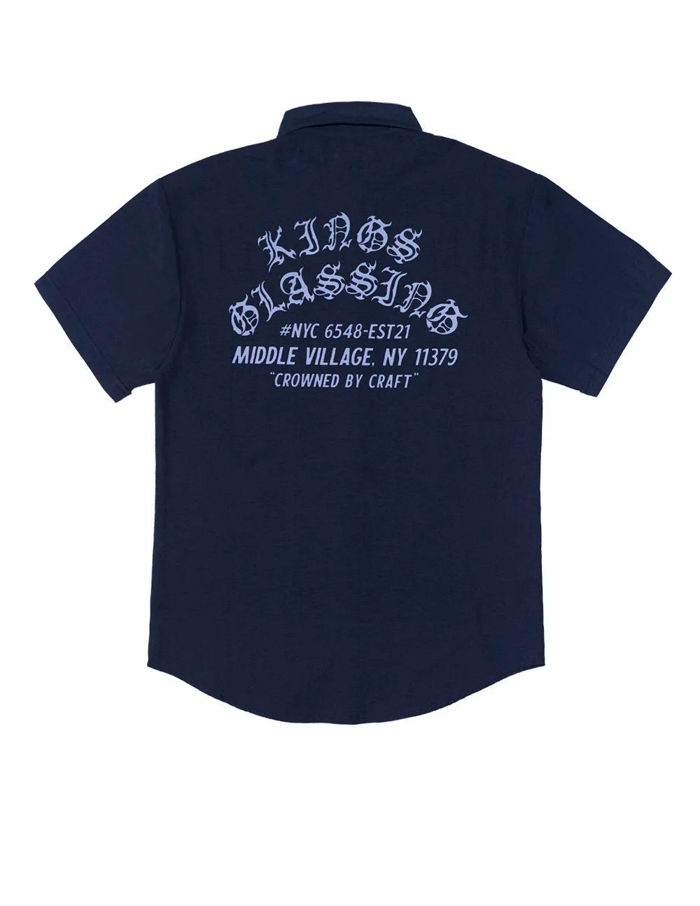 Black Letter Button Down Work Shirt -  Black
